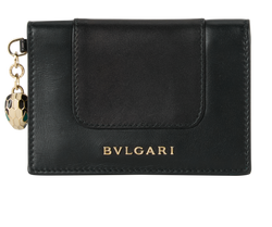 Bulgari Serpenti Card Holder, Leather, Black, MII, B, 2*